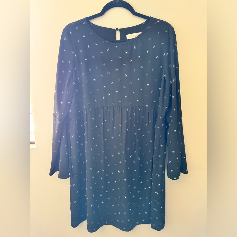 LOFT Moon Print Bell Sleeve Dress